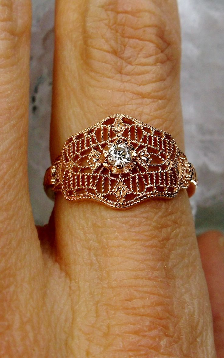 Excited to share the latest addition to my #etsy shop: White CZ Art Deco/Victorian Solid Sterling Silver & Rose Gold Filigree Ring Size: {Made To Order} Design #218 https://etsy.me/2UnQIzw #jewelry #ring #rosegold #no #yes #girls #white #cubiczirconia #floral Vintage Jewelry With Diamond Accents For Promise, Vintage Promise Jewelry With Diamond Accents, Rose Gold Filigree Jewelry For Wedding, Rose Gold Filigree Wedding Jewelry, Elegant Rose Gold Jewelry With Intricate Design, Heirloom Rose Gold Diamond Jewelry, Wedding Jewelry With Intricate Design In 14k Gold, 14k Gold Jewelry With Intricate Design For Wedding, 14k Gold Wedding Jewelry With Intricate Design