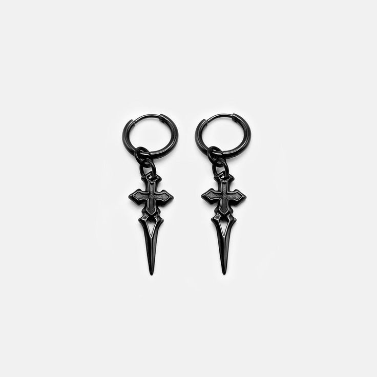 Dagger Earrings, Branded Packaging, Black Jewelry, Color Plata, In Water, Heart Earrings, Earings Piercings, Amazing Jewelry, Black Silver