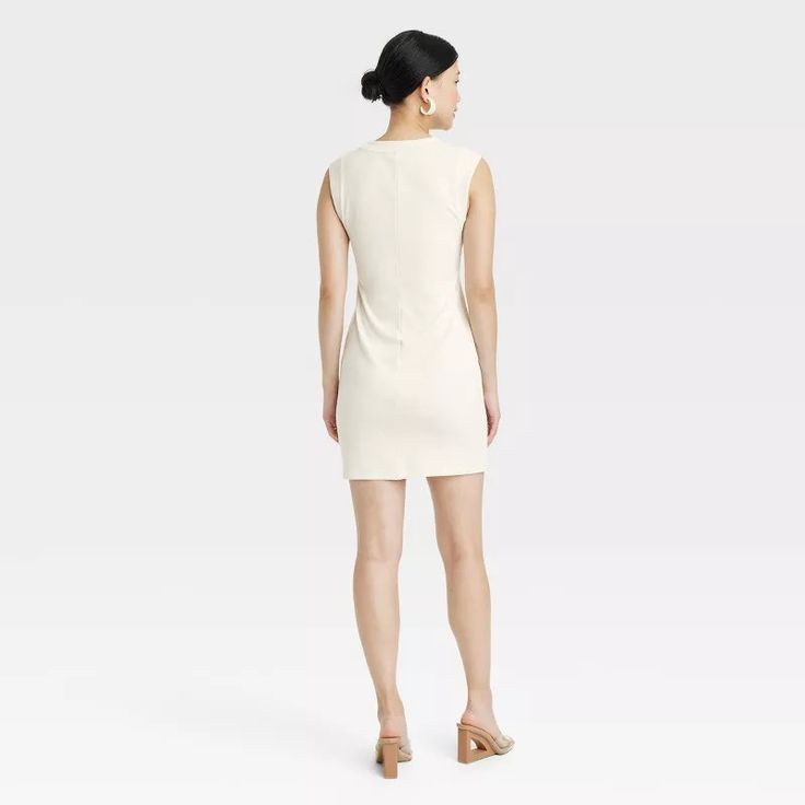 TargetClothing Chic Crew Neck Dress For Daywear, Chic Crew Neck Bodycon Dress For Summer, Chic Bodycon Mini Dress With Crew Neck, Sleeveless Beige Bodycon Dress For Day Out, Chic Summer Bodycon Dress With Crew Neck, Chic Crew Neck Mini Dress, Chic Beige Crew Neck Dress, Chic Crew Neck Mini Dress For Summer, Casual Sleeveless Beige Bodycon Dress