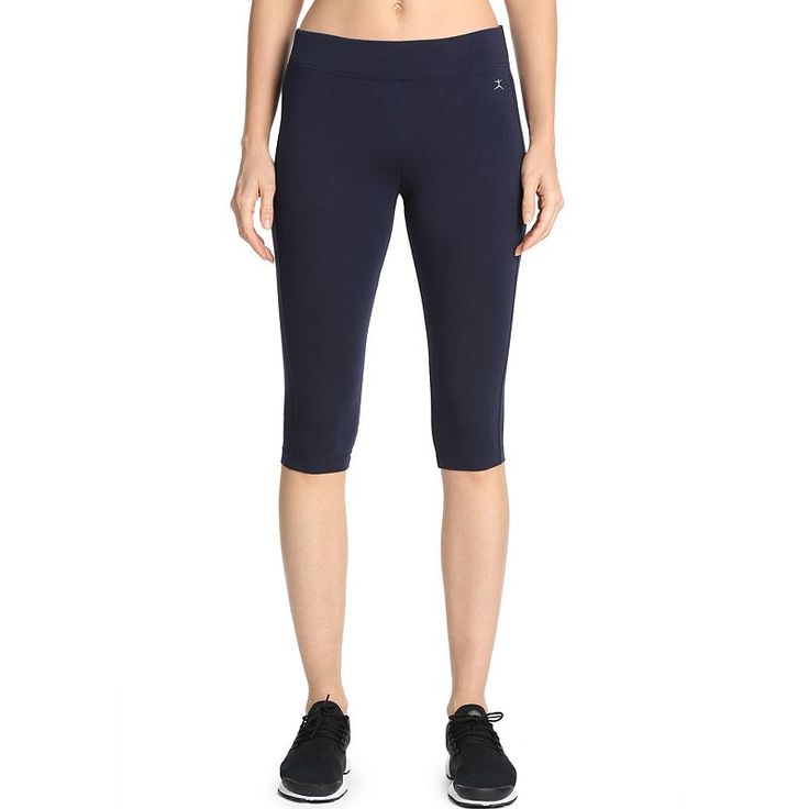 Keep cool when your workout heats up with these women's Danskin capri leggings. Smooth, stretchy matte fabric Wide elastic waistband for flattering look Reinforced wicking gusset FIT & SIZING 16-in. approximate inseam Midrise sits above the hip FABRIC & CARE Cotton, polyester, spandex Machine wash Imported  Size: X Large. Color: Navy. Gender: female. Age Group: adult. 4-way Stretch Leggings For Running, Stretch Mid-thigh Leggings For Pilates, High Stretch Capris For Pilates, Stretch Elastane Leggings For Jogging, Stretch Yoga Pants With Go-dry For Jogging, Moisture-wicking Elastane Activewear For Jogging, Elastane Activewear For Jogging, Compression Capri Leggings For Pilates, Stretch Knee-length Sporty Activewear