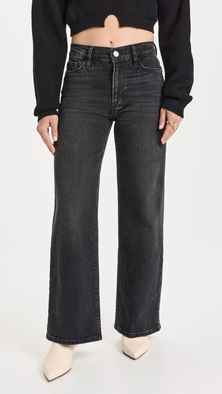 FRAME Petite Le Pixie Slim Palazzo Jeans | Shopbop Washed Cropped Jeans For Everyday Fall Wear, Everyday Washed Cropped Jeans For Fall, Fall Cropped Washed Jeans For Everyday, Stretch Wide Leg Jeans For Everyday, Everyday Stretch Wide Leg Jeans, Versatile Full Length Jeans For Fall, Washed Black Cropped Jeans For Work, High Rise Versatile Flare Jeans, Washed Black Cropped Leg Pants With Five Pockets