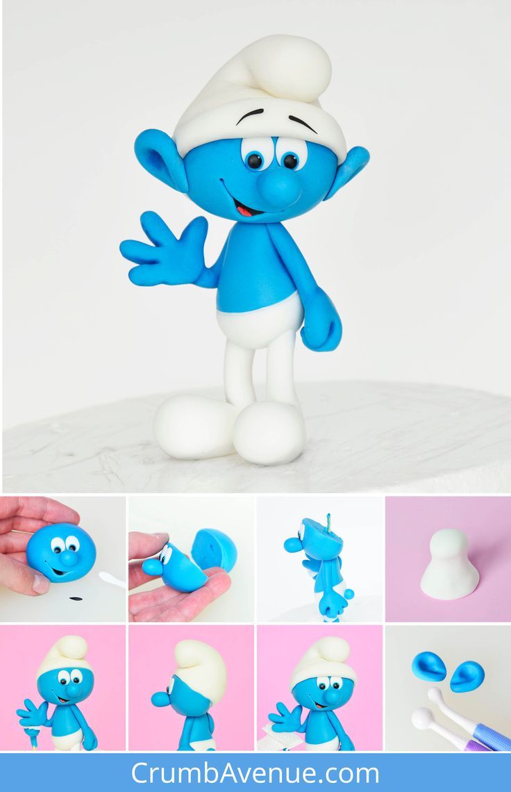 the smurf is made out of fondant, and it's ready to be painted