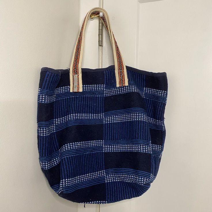 Bohemian Blue Tote From Gap Bohemian Blue Bags For Everyday Use, Casual Gap Bags For Everyday Use, Bohemian Blue Bags For Daily Use, Daily Use Bohemian Blue Bags, Everyday Bohemian Blue Bag, Blue Woven Bags For Market, Bohemian Blue Hobo Tote Bag, Artisan Blue Tote Bag, Blue Patchwork Canvas Bags