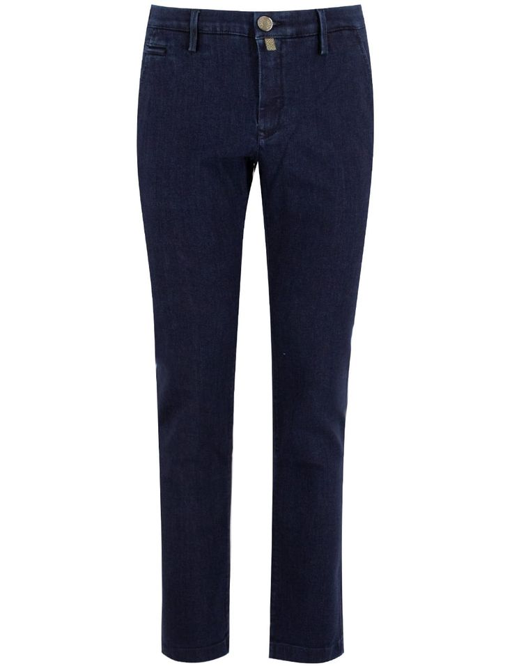 Slim cropped carrot jeans, stretch cotton, dark blue, gold button closure, side breast pocket. Composition: 81% CO, 11% LY, 6% EM, 2% EA Straight Leg Jeans With Button Closure For Business Casual, Business Casual Jeans With Button Closure And Tapered Leg, Business Casual Jeans With Tapered Leg And Button Closure, Business Casual Tapered Leg Jeans With Button Closure, Tapered Leg Jeans With Button Closure For Business Casual, Carrot Jeans, Jacob Cohen Jeans, Tailoring Jeans, Zegna Shoes