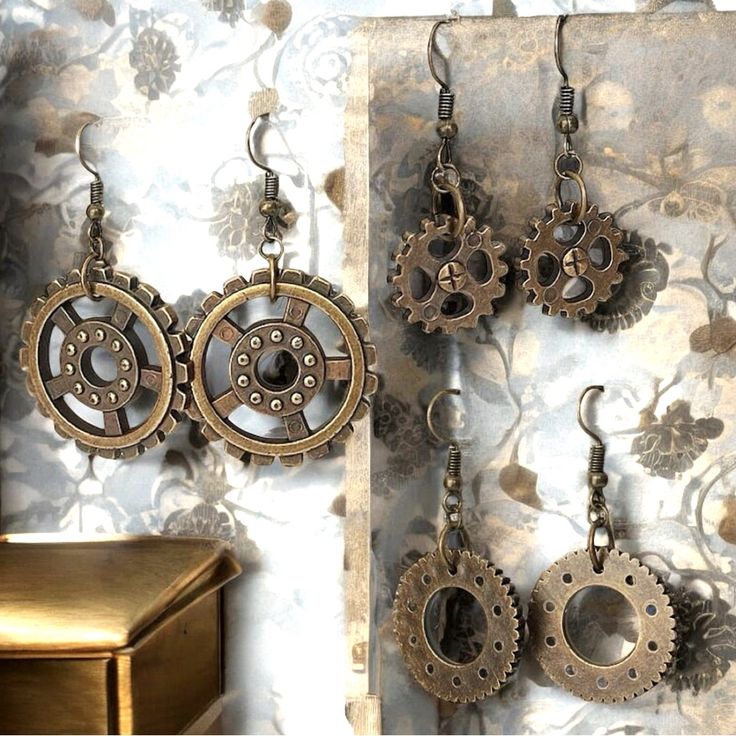 3 Pr. Steampunk Dangles Gears Bronzed Acrylic. Handmade. Approx. W .5” L 1.5” And W 2” L 2.25” Boho Style Dangles #Winnfritt Fashion Statement Womens Jewelry Trendy Ethnic Punk Grunge Rustic Alternative Retro Teen Hand Made Handcrafted Edgy Womens Jewelry Rocker Biker Ecclectic Gears Lgbtq Transgender Unisex Steampunk Tassels Steampunk Jewellery, Steam Punk Jewelry, Steampunk Sunglasses, Punk Grunge, Womens Jewelry, Steampunk Jewelry, Boho Style, Jewelry Crafts, Fashion Statement