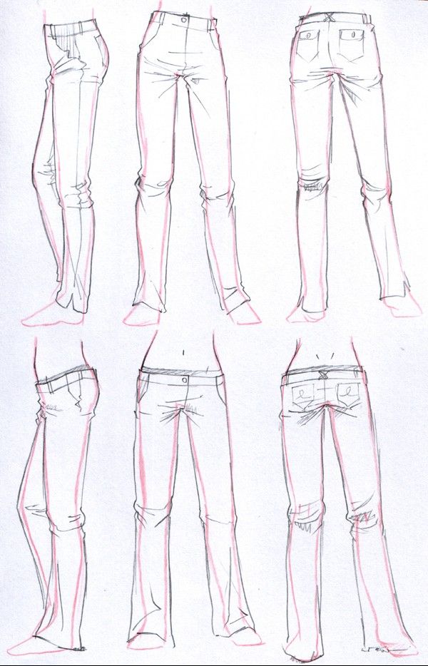 an image of different types of jeans and their measurements in the drawing book, drawn by hand