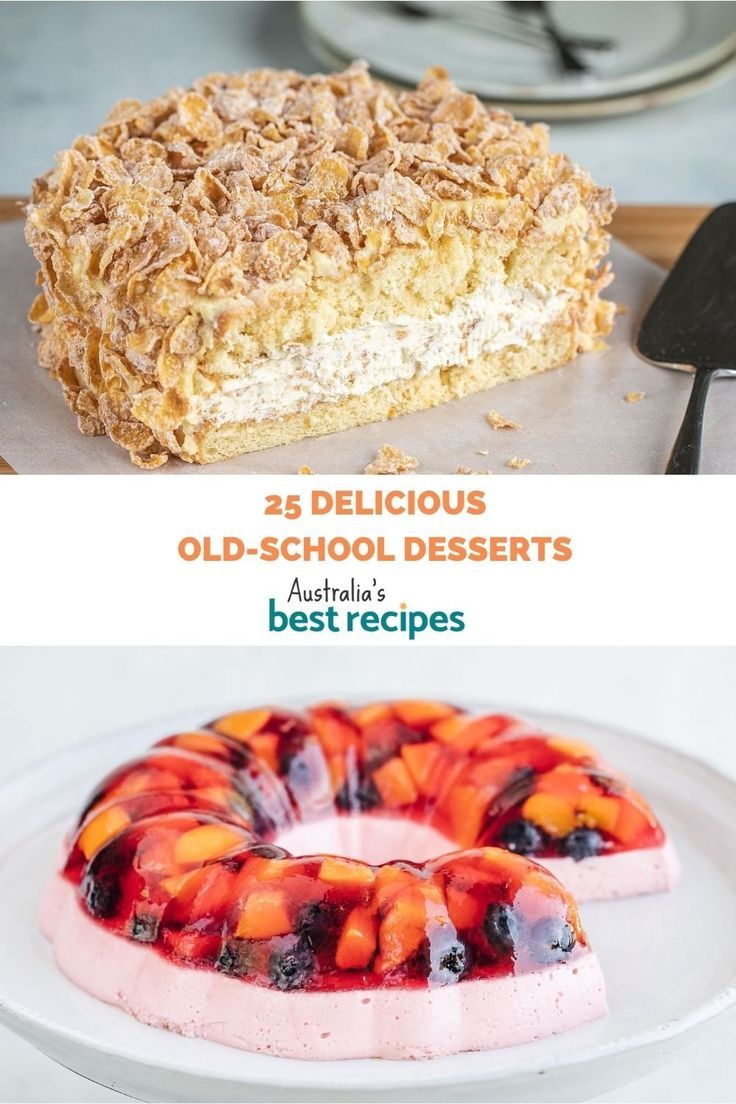 an advertisement for old - school desserts is shown in three different photos, including the cake