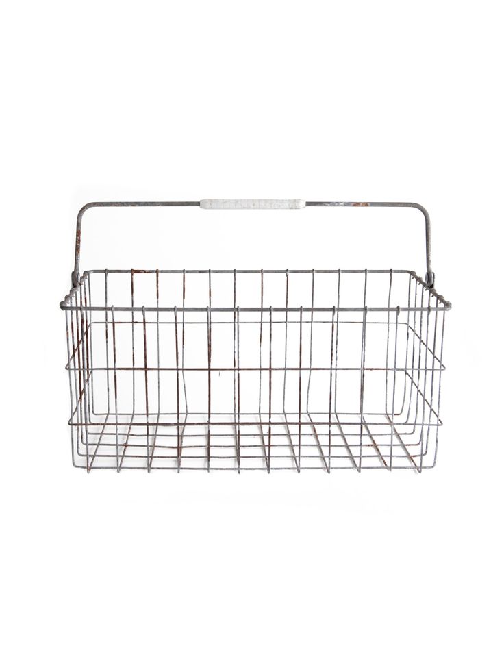 1960s Metal Wire Basket with Handle Weston Table Small Metal Basket Double Handles, Wicker Basket Metal Handles, Wire Basket Under Bench, Wire Grocery Basket, Sliding Wire Basket, Metal Basket Kitchen, Big Metal Basket, Yellow Wire Basket, Store Onions And Potatoes Wire Baskets