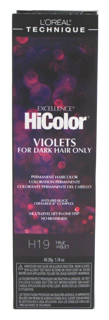 L'oreal Excellence Permanent Creme Hicolor H19 True Violet 1.74oz For Dark Hairs Need developer. This does not come with a developer.  *All of our products are 100% authentic, and we receive our products directly from the manufacturer or a trusted vendor. A full refund guaranteed for a inauthentic/broken/wrong product. Plum Hair, Wella Color Charm, Wella Color, Red Violet, Permanent Hair Color, L Oreal, Loreal Paris, How To Make Hair, Dark Hair