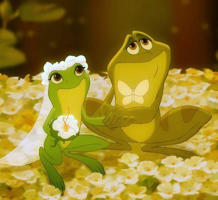 two cartoon characters sitting on the ground with flowers