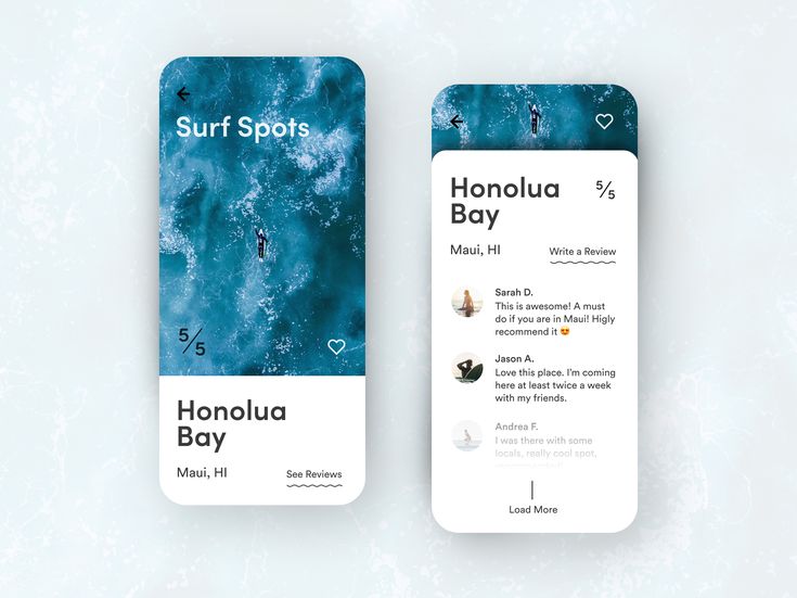 two iphones with surf spots on them, one showing the location of honolulu bay