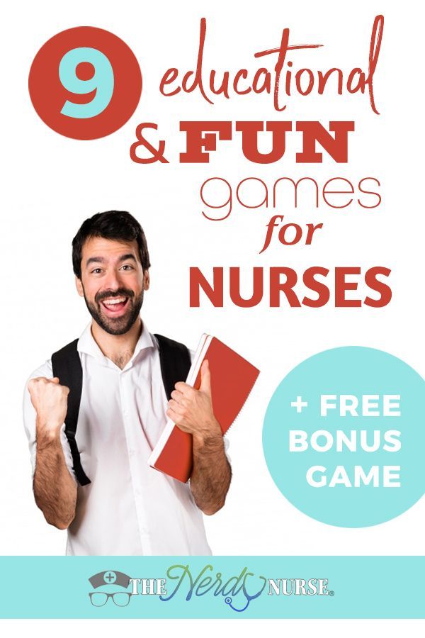 a man holding up two books with the title 9 educational and fun games for nurses