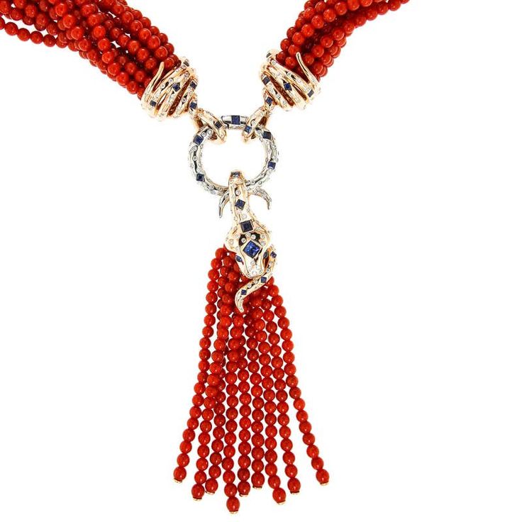 For Sale on 1stDibs - Designing this Necklace, we had the powerful women of the 21st century in mind. Female but independent, always elegant and sophisticated, yet with a relaxed Coral Blue, Multi Strand Necklace, White Diamonds, Multi Strand, Powerful Women, 21st Century, Pink Gold, Diamond White, Pink And Gold