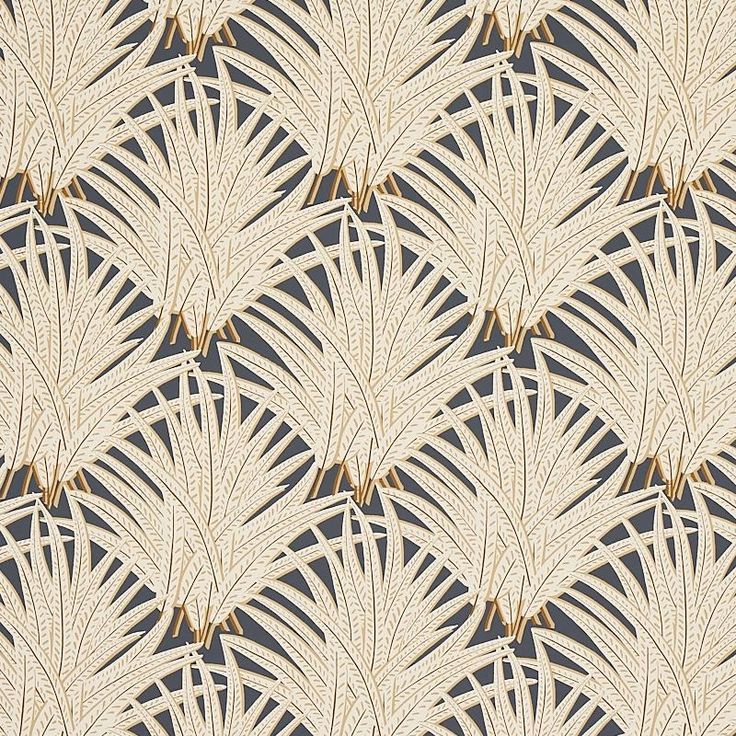 an art deco wallpaper with white and gold leaves