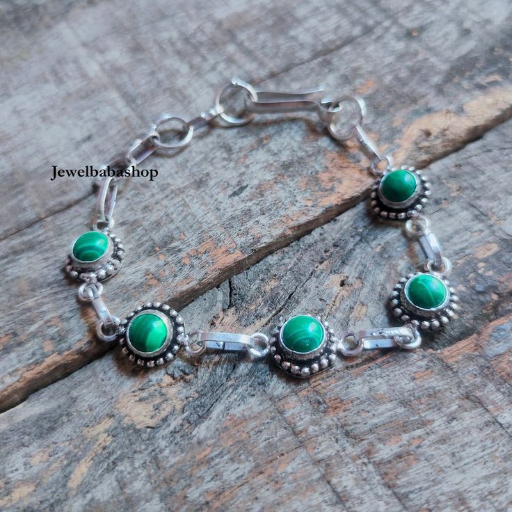 Malachite Gemstone Bracelet, Malachite Dainty Bracelet, Birthstone Bracelet, Green Stone Bracelet, Anniversary Gift For Her, Boho Gift,Gypsy Handmade bracelet  Gemstone- Malachite (hydro) Material- Brass, Gemstone  Use for - unisex Color- Green Polish- silver                                                                                   Our Shop Link (https://www.etsy.com/shop/JewelbabaShop?ref=seller-platform-mcnav) Bracelet Malachite, Green Stone Bracelet, Green Polish, Birthstone Bracelet, Dainty Bracelet, Bracelet Gemstone, Birthstone Bracelets, Polish Silver, Dainty Bracelets