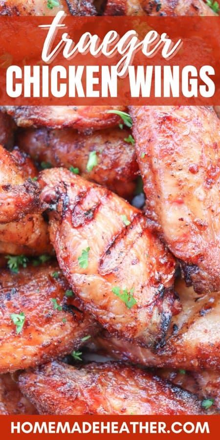 grilled chicken wings with text overlay that reads, tracer chicken wings recipe