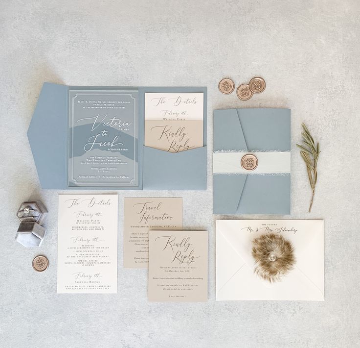 the wedding stationery is laid out and ready to be used