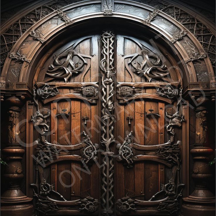 an ornate wooden door with intricate carvings on it