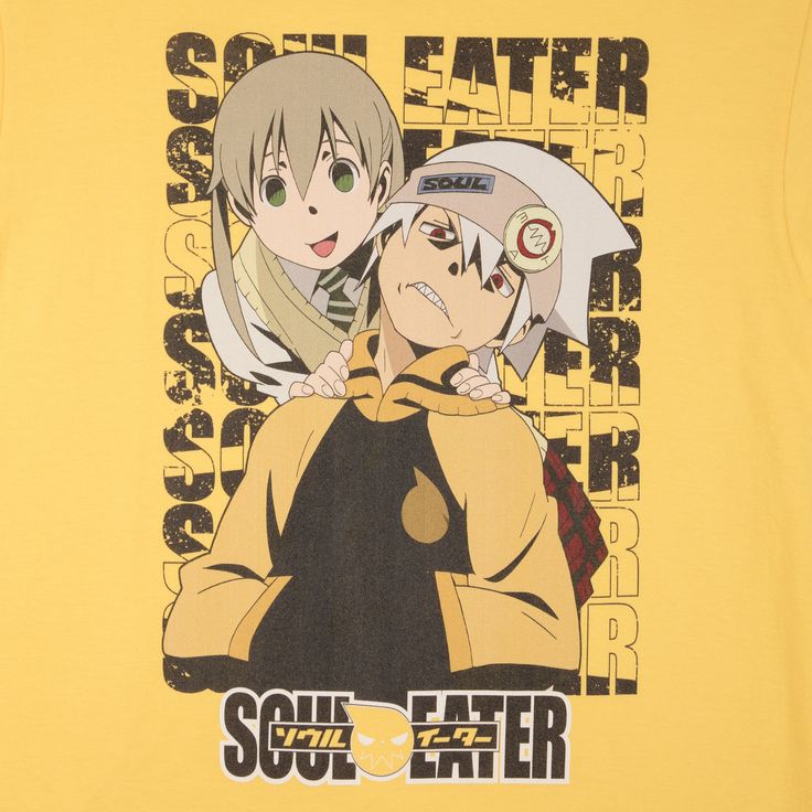 Short-sleeve tee Printed art on the front Ribbed crew neck Regular fit 100% cotton Officially licensed Soul Eater merchandise Trevor is wearing a medium Mikayla is wearing a medium Fandom T-shirt With Character Print For Fan Events, Cotton Fandom T-shirt For Fan Events, Casual Crew Neck T-shirt With Character Print, Fandom Graphic Print T-shirt For Streetwear, Pop Culture T-shirt With Character Print And Relaxed Fit, Crew Neck T-shirt With Front Print For Fan Events, Crew Neck Fan Apparel T-shirt, Crew Neck T-shirt With Front Print For Streetwear, Casual Anime Print T-shirt With Relaxed Fit