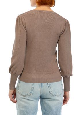 Comfortable and casual, this sweater from Philosophy is essential for your cool-weather wardrobe. | Philosophy Women's Blouson Sleeve Pointelle Crew Neck Sweater, Xs Casual Fall Stretch Sweater, Casual Stretch Sweater For Fall, Spring Casual Turtleneck Cardigan, Fitted Crew Neck Cardigan For Fall, Fall Cotton Stretch Sweater, Versatile Cotton Winter Sweater, Cotton Stretch Sweater For Fall, Versatile Cotton Sweater For Winter, Versatile Ribbed Cuffs Sweater For Fall