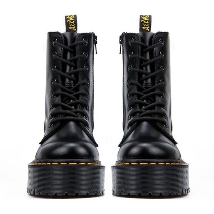 Combat lace up boots with an elevated chunky rubber platform sole. Includes a side zipper for easy wearing. Heel height: 4cm/1.6" Shaft height: 17cm/6.7" Combat Boots Black, Platform Combat Boots, Chunky Platform, Dr. Martens Boots, Boots Black, Walk On, Lace Up Boots, Rubber Rain Boots, Side Zipper