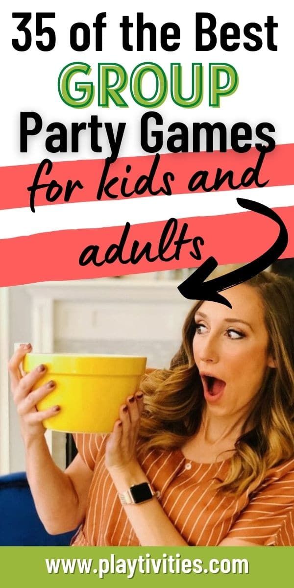 a woman holding a yellow bowl with the words 25 of the best group party games for kids and adults