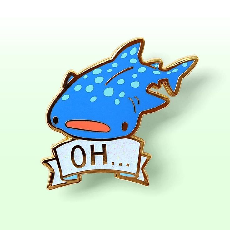 a blue fish with a banner on it's back and the word oh above it