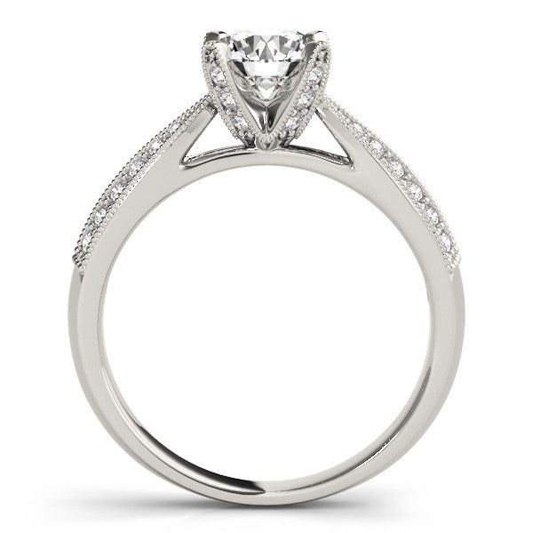 This romantic ring features 1/5 ctw. of dazzling diamonds that reach down the band. A 1.0 - 1.0 ct. round shape stone can be set with this ring. Engagement Rings Pave, 4 Prong Engagement Ring, Prong Engagement Rings, Romantic Rings, Jewelry Advice, Beautiful Diamond Rings, Double Diamond, Pave Engagement Ring, Radiant Cut Diamond