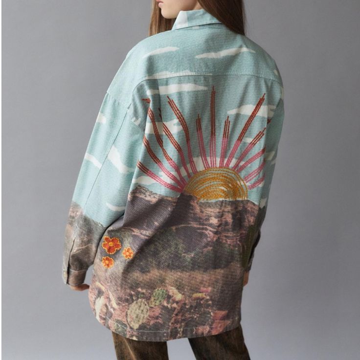 Urban Outfitters Oversized Shirt Jacket Size M Oversized Spring Shacket For Streetwear, Long Sleeve Shacket For Spring Streetwear, Spring Long Sleeve Shacket For Streetwear, Spring Shacket With Long Sleeves And Relaxed Fit, Oversized Graphic Print Long Sleeve Outerwear, Oversized Long Sleeve Shacket For Streetwear, Multicolor Relaxed Fit Outerwear With Pockets, Relaxed Fit Multicolor Outerwear With Pockets, Relaxed Fit Long Sleeve Outerwear With Graphic Print