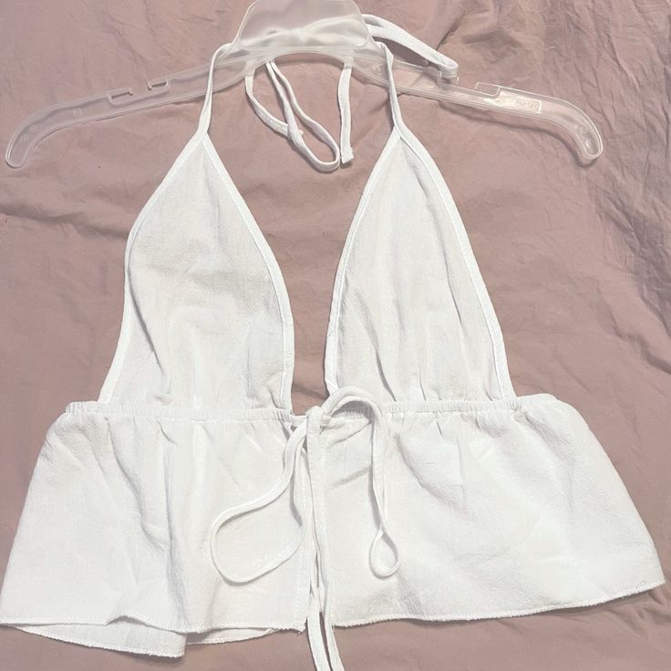 So Cute For Beach. White Halter Top Tank. Chic Triangle Top For Beach, Chic Triangle Top For The Beach, Chic Triangle Top For Poolside, Triangle Top For Summer Day Out, Fitted Tops For Summer Beach Party, Triangle Top For Beach In Spring, Triangle Top For Spring Vacation, Triangle Top For Spring Beach Outing, Triangle Top For Spring Beach Occasions