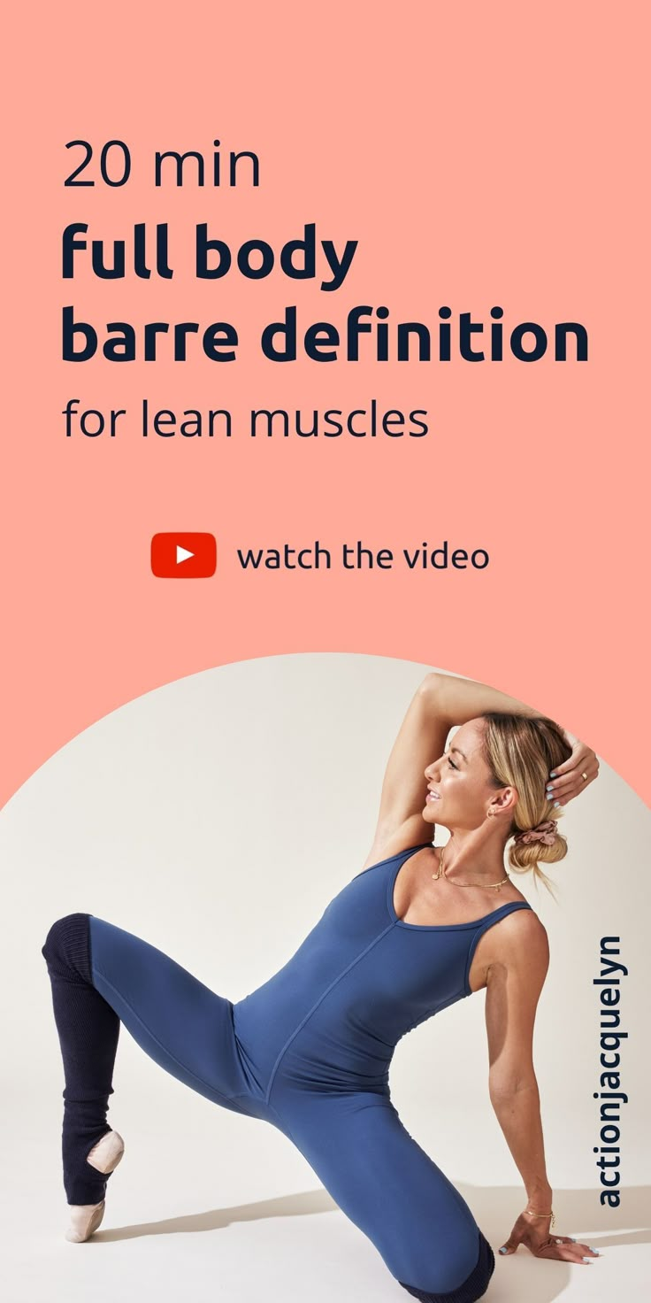 a woman doing yoga poses with the text 20 min full body bare definition for lean muscles