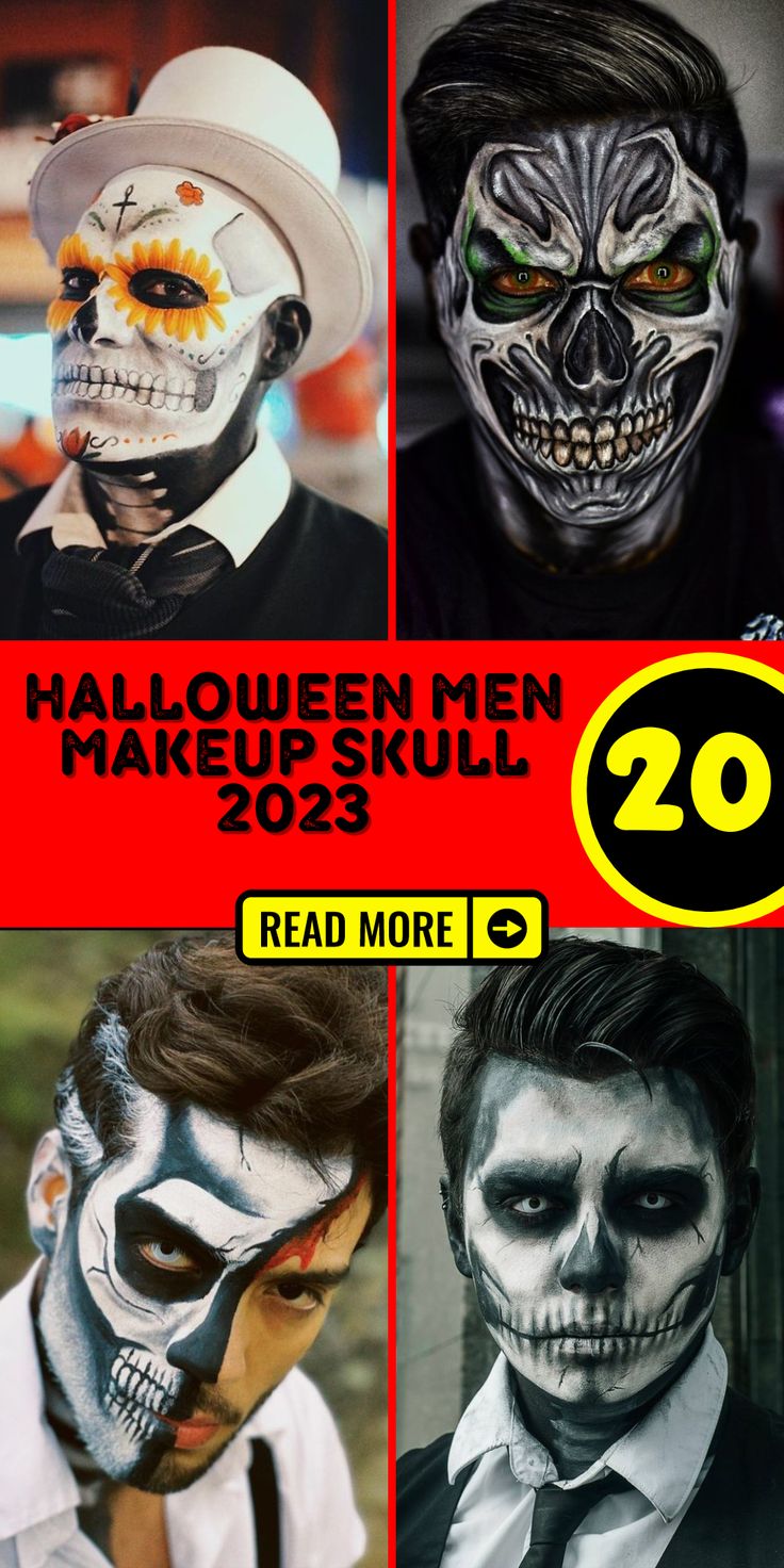 Get ready for Halloween 2023 with an extraordinary men's makeup transformation that's both easy and striking. In this tutorial, we'll guide you through creating a simple yet captivating Mexican sugar skull look that covers half your face. This easy-to-follow makeup tutorial is tailored for men with beards, ensuring that everyone can join in the Halloween fun with a stunning and unique appearance. Sugar Skull Makeup Easy Men, Witch Doctor Makeup Men, Skeleton Face Paint Men, Men Halloween Face Paint, Mens Sugar Skull Makeup, Mens Skull Makeup, Halloween Makeup Looks Men, Male Skeleton Makeup, Skeleton Makeup Boy