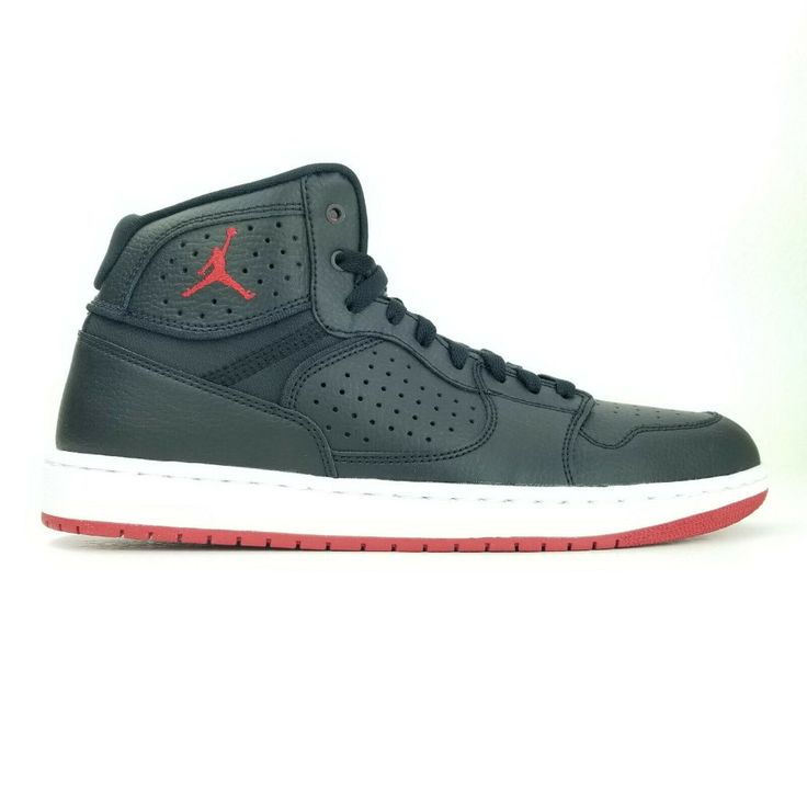 Product Name: Nike Air Jordan Access Retro Trainers Mens Shoes Style Number: Ar3762 001 Size: Sizes 10-15 Color: Black Red Our Shoes Are Brand New And 100% Authentic Or Your Money Back!!! Orders Usually Ship Within 24 Hours Via Usps Priority Mail (2-3 Days.) You Will Get Your Shoes Fast!!! Mid-top Leather Jordan Shoes With Perforations, Classic Basketball Shoes With Round Toe And Perforations, Modern Basketball Shoes With Perforations And Round Toe, Black Lace-up Basketball Shoes With Perforations, Red High-top Sneakers With Perforations For Streetwear, Classic Black Synthetic Basketball Shoes, Modern Basketball Shoes With Perforated Toe Box, Modern Leather Basketball Shoes With Perforated Toe Box, Classic Leather High-top Jordan Shoes