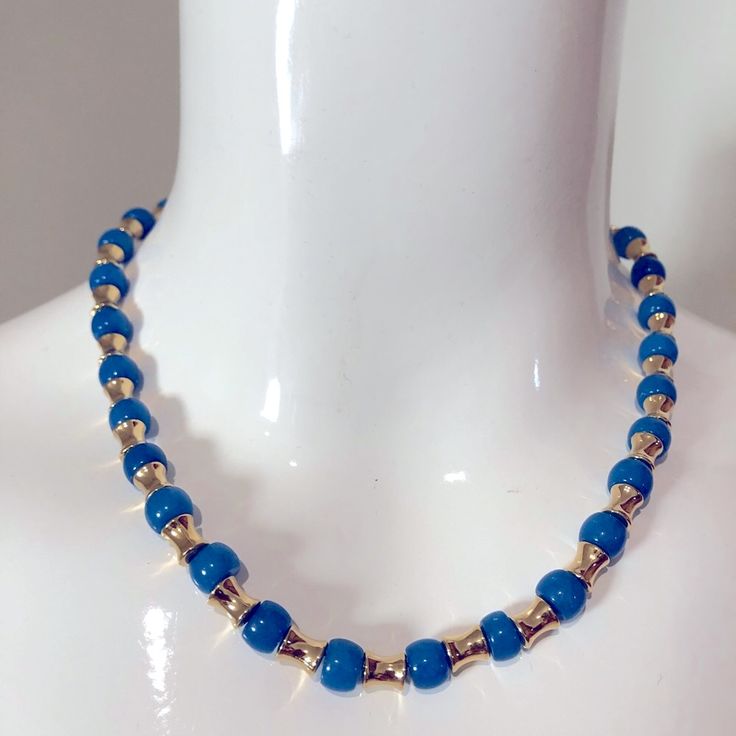 Carolee Semi Precious Accents Necklace. Blue Semi Precious Stone Beads And Gold Plated Beads. Approx 16” Long With A 2.5” Extender. Adjustable Blue Costume Jewelry Necklace, Elegant Blue Beaded Necklaces With Large Beads, Blue Beaded Chain Necklace In Costume Jewelry Style, Blue Beaded Chain Necklace For Party, Elegant Blue Beaded Necklace With Large Beads, Blue Beaded Necklaces In Costume Jewelry Style, Blue Beaded Chain Necklace Costume Jewelry, Blue Beaded Necklace For Costume Jewelry, Blue Costume Jewelry Necklace With Large Beads