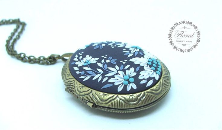 Blue Locket Necklace with Photo,Secret message locket pendant Antique Locket for Mom gift ideas for grandma Wife gift FEDEX priority shipping takes: 2-3 WORKDAYS ( USA). This is a unique, handmade, polymer clay photo locket necklace with blue flower motifs. This beautiful, romantic, dark blue locket pendant is a piece of original and unique artwork. This photo locket necklace is openable, you can insert a picture, message or some small souvenir from your loved ones. Sizes: height of the locket : Elegant Personalized Locket Necklace For Mom, Elegant Blue Locket Necklace Gift, Blue Medallion Locket Necklace As Gift, Handmade Blue Jewelry For Personalized Gift, Vintage Blue Locket Necklace For Gift, Secret Message Locket, Gift Ideas For Grandma, Gift For Mom From Daughter, Antique Locket