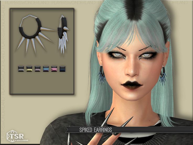 an animated image of a woman with blue hair and piercings on her ears, holding scissors