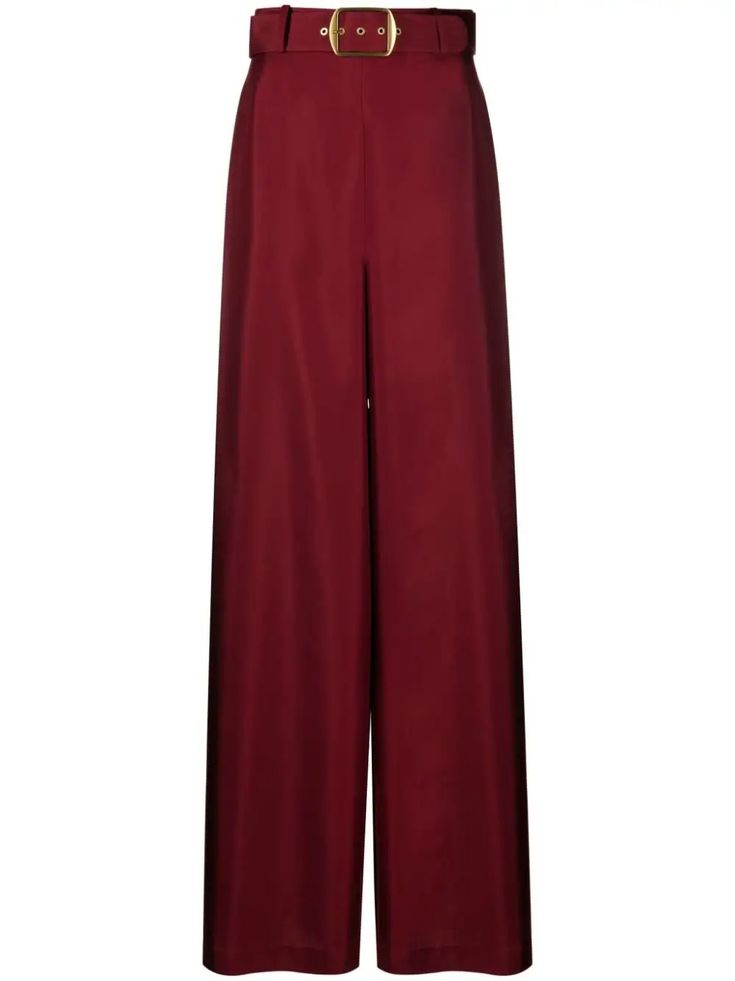 Shop ZIMMERMANN belted silk wide-leg trousers Yoko London, Silk Trousers, Exclusive Fashion, Lady Dior, Ski Wear, Coat Dress, Wide Leg Trousers, Jacket Tops, All Fashion