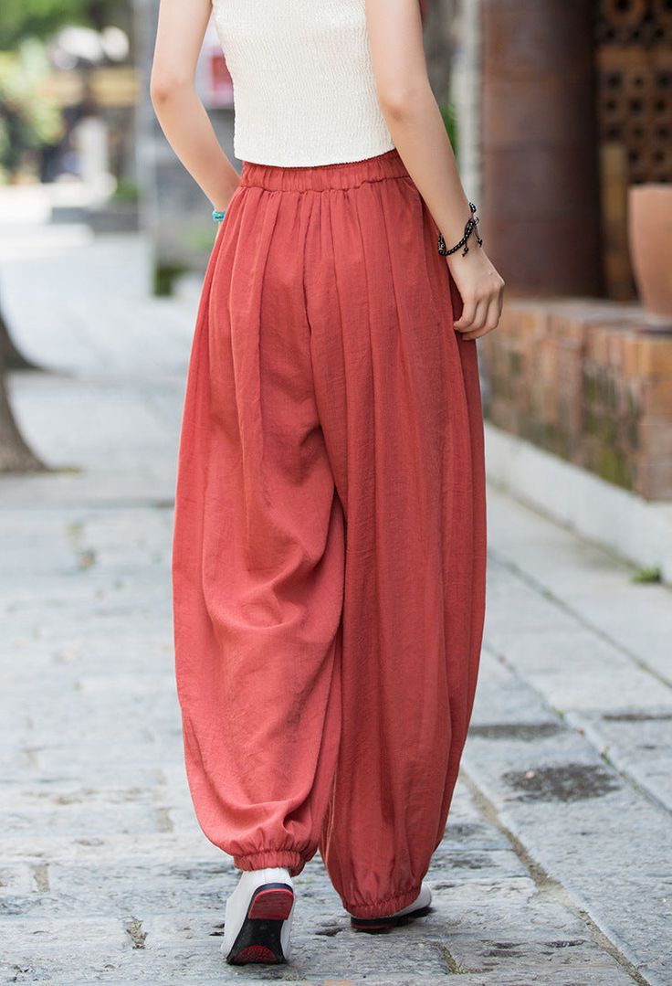 Details: Type: Women Lightweight Comfort Baggy Lantern Pants Material: Linen Pattern: Solid Color Color: Navy Blue, Beige, Red, Green Style: Loose, Casual Size Hip Waist(min) Length cm inch cm inch cm inch One Size 152 59.84 62 24.41 95 37.40 Loose Modest Outfits, Red Cotton Ankle-length Harem Pants, Red Ankle-length Cotton Harem Pants, Red Non-stretch Spring Harem Pants, Red Loosely Fitted Cotton Harem Pants, Red Baggy Wide-leg Pants, Red Wide-leg Relaxed Fit Pants, Baggy Red Wide-leg Pants, Relaxed Fit Red Wide Leg Pants With Elastic Waistband