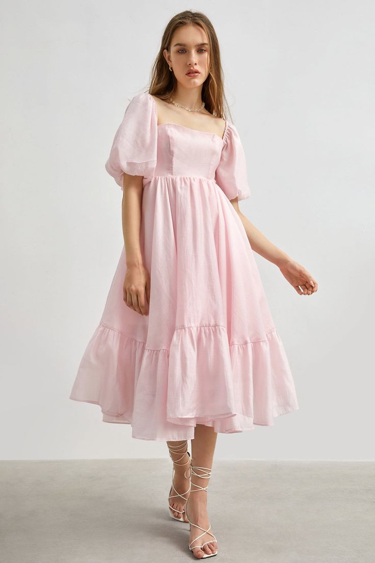 J.ING + Ever After Pink Puff Sleeve Mini Dress+#refinery29 Formal Mini Dress, Vintage Dress Design, Birthday Dress Women, Puffy Skirt, Puff Sleeve Mini Dress, Sweet Necklace, Puff Dress, Elegant Party Dresses, Mini Dress Formal