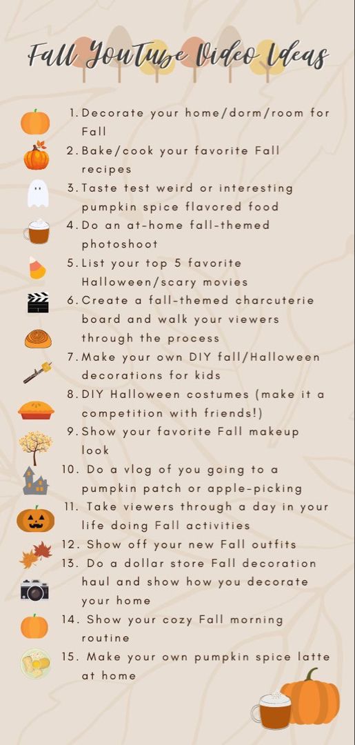 a list with pumpkins and other things to do in the fall season on it