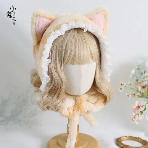 Cat Ears Bonnet: A Whimsical Blend of Style and Cuteness Introducing our Cat Ears Bonnet, the perfect accessory to infuse your outfit with charm and playfulness. This bonnet is more than just headwear; it's a fashion statement that adds a touch of cuteness and personality to your look. Whether you're heading out for a casual stroll, dressing up for an event, or simply want to embrace your inner feline spirit, this cat ears bonnet is the ideal choice. Adorable Cat Ear Design: Our Cat Ears Bonnet Handmade Casual Cat Ears Hat, Warm Cat Ears Hat, One Size Fits Most, Pink Winter Hat With Cat Ears, Pink Cat Ears Hair Accessories, Pink Wig Cat Ears, Christmas Elf Outfit, Kawaii Games, Christmas Tree Dress, Kawaii Bags