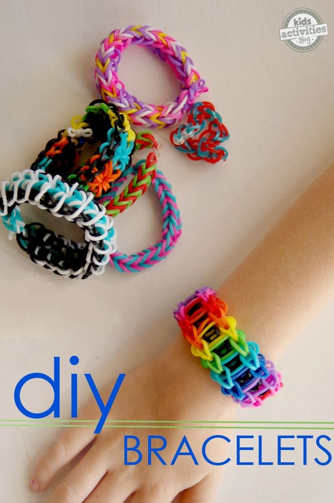 a child's hand next to several bracelets with the words diy bracelets written on them