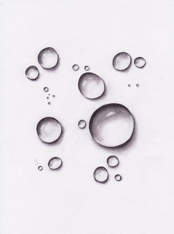 an ink drawing of water bubbles