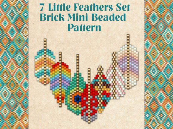 a cross stitch pattern with the words, little feathers set brick mini beaded pattern