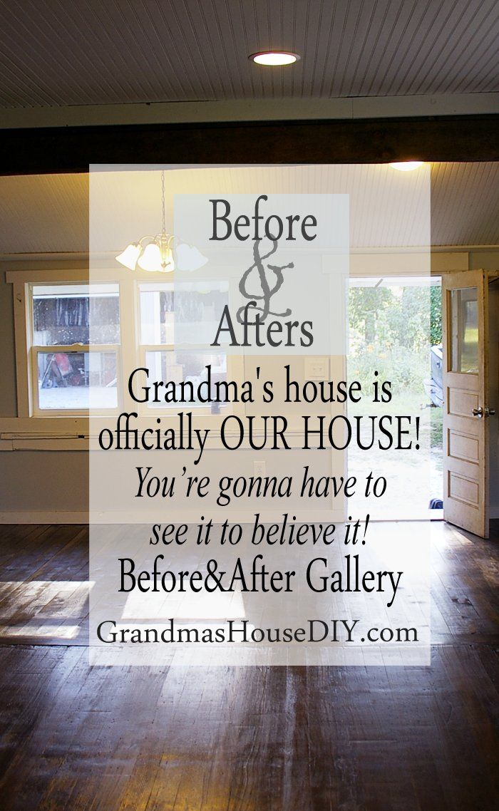 an advertisement for grandma's house is displayed in front of a window with the words before & afters on it