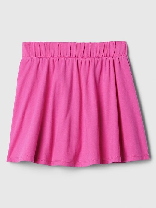 Kids Jersey Skort Pink Shorts With Wide Waistband, Casual Tops With Elastic Waistband And Short Length, Spring Tops With Elastic Waistband And Short Length, Spring Tops With Elastic Waistband, Short Length, Spring Short Length Tops With Elastic Waistband, Casual Shorts With Gathered Waist, Casual Shorts With Wide Waistband, Casual Bottoms With Short Inseam And Waistband, Summer Pajama Shorts With Ribbed Waistband