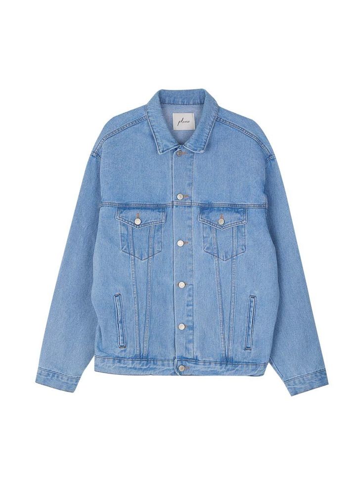 This basic denim jacket is modelled on classic trucker style featuring dual flap pockets and silver-tone metal buttons. Light-wash blue color easily incorporated into any wardrobe and oversized fit allows comfortable layering.- Collared neck- Button fastenings- Double chest pockets- Two fromt welt pockets- Adjustable buttoned tabs at back hem- Oversized fit Classic Blue Denim Jacket With Flap Pockets, Classic Washed Blue Denim Jacket With Flap Pockets, Classic Denim Jacket With Buttoned Pockets For Everyday, Oversized Blue Denim Jacket With Buttoned Pockets, Classic Washed Blue Denim Jacket With Pockets, Classic Winter Denim Jacket, Classic Winter Denim Jacket For Everyday, Classic Oversized Denim Jacket, Classic Light Wash Denim Jacket