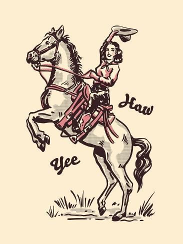 a drawing of a woman riding on the back of a horse with an american flag