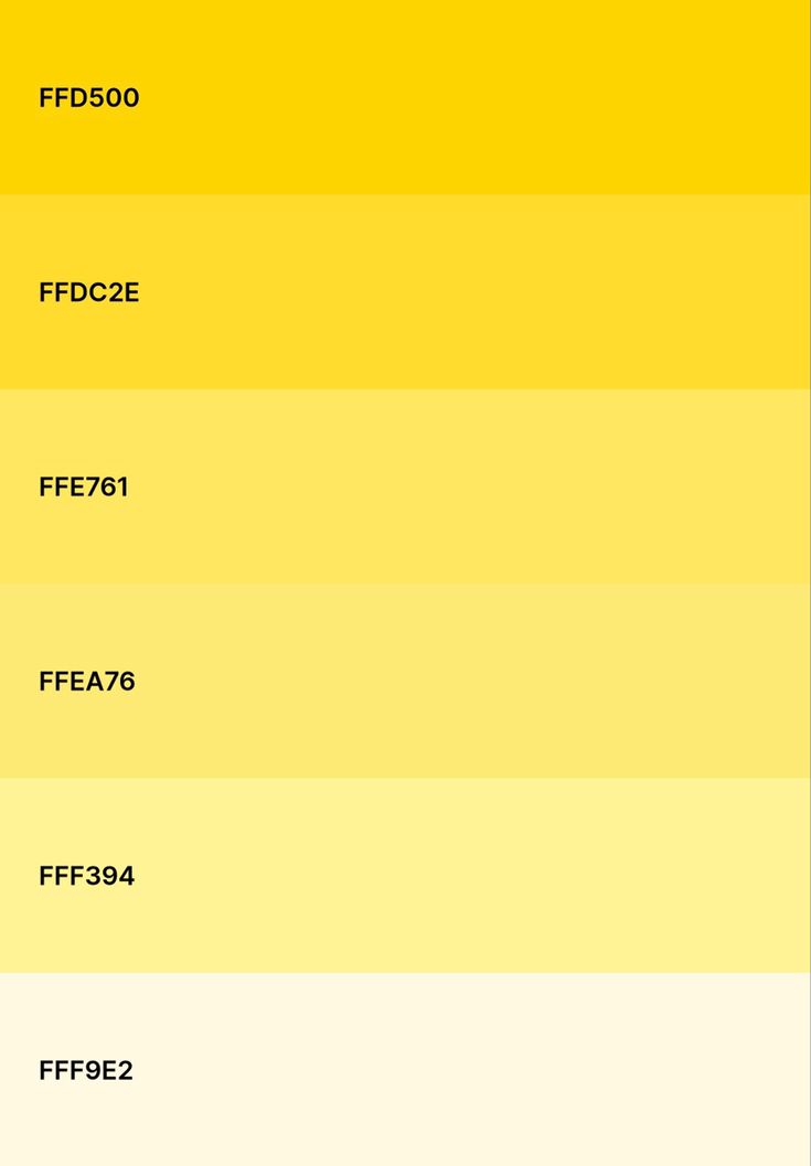 the color chart for yellow is shown in three different colors