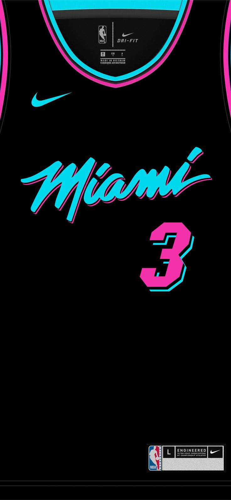 the nike miami 3 jersey is shown in black and pink